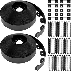 Sasylvia 2.5'' x 200' Landscape Edging Kit Edging Border Coil Include Anchoring Spikes 10 Connectors Plastic Garden Border for Lawn Garden Grass Yard Home(Black) (2.5 Inch)