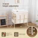 Baby Changing Table, Versatile Portable Folding Changing Table, Waterproof Diaper Changing Station with Waste Basket, Adjustable Height with 2 Drawers, Baby Changing Station, Beige