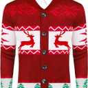 COOFANDY Men's Christmas Cardigans Ugly Xmas Sweaters Reindeer Snowflake Shawl Collar Knitted Cardigan Sweater (Medium)