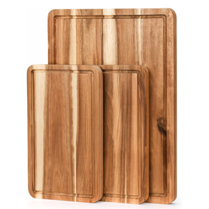 Acacia Wood Cutting Board Set with Juice Groove (3 Pieces), Organic Wooden Cutting Boards for kitchen, Butcher Block Cutting Board for Meat, Vegetable, Wooden Chopping Board 15x10, 12x8, 9x6 inch