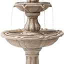 XBrand 51" 3-Tier Outdoor Waterfall Fountain, Weather-Resistant Resin Freestanding Water Feature with Pump, Beige