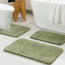 MIULEE 3 Pieces Bathroom Rugs and mats Sets Extra Thick Non Slip Microfiber Bath Mats and U-Shaped Contour Toilet Rug for Bath Room Floor Restroom,20"x30"+16"x24"+20"x20", Green