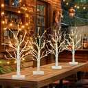 Vanthylit 4 Pcs Lighted Birch Tree Battery Powered Tabletop Tree Decorations for Home Fireplace Party Christmas Decorations (22 Inch)