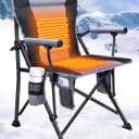 Docusvect Heated Camping Chair for Adults, Heats Back and Seat, 3 Heat Levels, Fully Padded Heated Folding Chair for Outdoor Sports with Cup Holder, Rich Pockets, Battery NOT Included, Adult Size