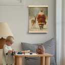 Evcprz Christmas Santa and Reindeer Wall Art Poster Hanger Frame, Rustic Christmas Decor, Winter Xmas Snowy Forest Hanging Canvas Prints Wall Art Decor for Home Living Room Bedroom, 12x16 Inch