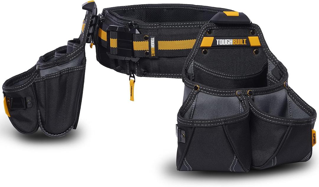 ToughBuilt Cliptech Series - 3-Piece Tradesman Tool Belt Set with Heavy-Duty Jobsite Construction, Organized Easy-Access Tool Storage, and All-Day Professional Comfort (TB-CT-111-3P) (Trademan Work Belt)