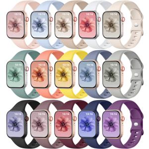GEAK Sport Band Compatible with Apple Watch Bands for Women Men 40mm, Sport Wristband for iWatch Bands for Women 40mm 38mm 41mm 42mm Series 11 10 9 8 7 6 5 4 3 2 1 SE Ultra (15Pack Classic Color)