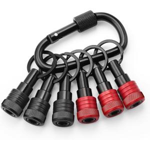 Enhanced Non-Slip Bit Holder 6pcs, 1/4 Drill Bit Holder, Bit Holder Key Chain, Impact Bit Holders for Impact Driver Drill Bit Extension Screwdriver & Drill Bits, w/Black Carabiner Gadget Gift for Men