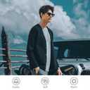 New Sweater V-Neck Solid Color Cardigan Sweater Men's Lazy Style Jacket Clip (Black, XL)