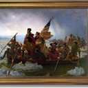 George Washington Crossing The Delaware Poster Revolutionary War Posters Retro Classical History Wall Art Canvas Print Decor for Classroom Office Bedroom Living Room Decoration 16x24inch Golden frame