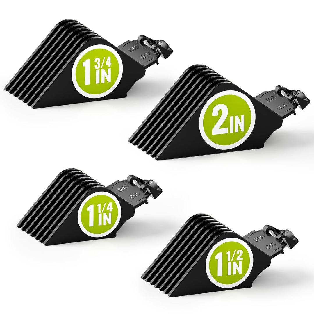 Clipper Guards 1.25", 1.5", 1.75", 2" Compatible with Most Wahl Clippers, Extra Long Professional Hair Clipper Combs Guides 10 12 14 16, Black