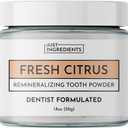 Remineralizing Tooth Powder  Fluoride-Free Oral Care  Gently Cleans & Whitens  Supports Strong Teeth & Fresh Breath  Vegan, Non-GMO, Made with Clean Ingredients (Regular, Fresh Citrus) (1 Ounce (Pack of 1))