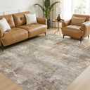 7x9 Washable Area Rugs for Living Room, Non Slip Soft Large Rugs for Bedroom Dining Room, Modern Abstract Low Pile Stain Resistant Carpet for Laundry Office Home Decor - Dark Brown