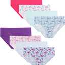 Hanes Girls' Organic Underwear, Brief & Hipster, Toddler & Girl Sizes, Pure Comfort Organic 100% Cotton Panties, 8-pack (6, Brief - Pink Blue Solids & Patterns)