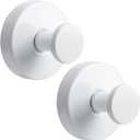 Suction Cup Hooks for Shower No-Drill Bathroom Hooks for Towels, Robes, Loofah Mountable on Bathroom Walls, Kitchen, Glass, Mirrors, Tile and Smooth,Non-Porous Surfaces (2, White)