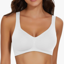 WOWENY Seamless Wireless Bra for Women Support Push Up Bra Soft Bralettes No Underwire V Neck Adjustable Padded Everyday Bra S