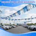 60ft Foil Fringe Garland Car Dealership Blue Silver Shiny Metallic Tassel Banner Auto Dealer Supplies Car Lot Dealership Hanging Drapes Skirting Tinsel Streamers for Parade Floats Party Decor