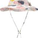 Baby Girl Sun Hat Infant Summer Beach Hats with UPF 50+ Toddler with Wide Brim Strap Outdoor Bucket Hat (White)