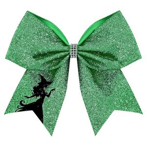 7.5 Inch Hair Accessories for Women, Witch and Princess Hair Bows for Movie Fans, Pink Green Cute Bow Clips Gifts for Women Girls(Green,Witch)