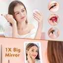FUNTOUCH Rechargeable Travel Makeup Mirror with Lights and 10X Magnifying Mirrors, Portable Lighted Vanity Mirror with 80 Led,2000mAh Battery,3 Color Lighting,Touch Dimming,Tabletop Light up Mirror