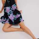 SKIKYAN Women Summer Cotton Mini Dress Floral Print Tank Dress Blackless Sleeveless Casual Sundress with Pockets (Purple, XL)