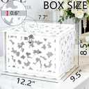 White Butterfly Card Box with Lock & Slot, Elegant Wedding Card Boxes for Reception Cash Gift Envelope, Cards Box for Wedding Anniversary Bridal Baby Shower Graduation Party Table Decorations