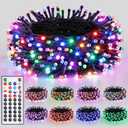 Joomer Christmas String Lights - 66FT 200LED RGB String Lights with Remote, Waterproof Outdoor Indoor with Timer Memory Function for Tree, Yard, Christmas Decor (Non-Connectable)