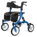 Winlove Rollator Walkers for Seniors-Folding Rollator Walker with Seat and 10-inch All Terrain Wheels-Medical Rollator Walker Aluminium Frame with Suspension Spring and Thick Seat-Lightweight,Blue