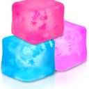 Fidget Toy Stress Cube 3 Pack,Cube Stress Ball with Snowflakes Inside,Mellow and Chill Touch,Classroom Prize Box Toys,Cube Squishies for Adults Kids Children Teens (Stress Cube 3 Pack)