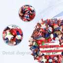 22-inch Patriotic Wreath American map Wreath for Front Door Independence Day Decor Red White Blue Flashing Ball Bow Gauze net with Christmas Ribbons Decor Memorial Day Home Decor