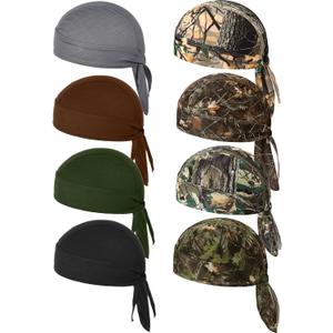 Foaincore 8 Pack Do Rag Skull Caps for Men Sweat Wicking Doo Rags Cooling Helmet Liner Cycling Motorcycle Bandana (Yellow Green)