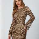 MakeMeChic Women's Cheetah Print Mini Dress Y2k Bell Sleeve Leopard Print Dress Going Out Outfits