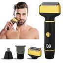 Beanify Electric Razor for Men Women, 3 in 1 Travel Cordless Rechargeable Painless Foil Shaver with Led Display, Waterproof Wet & Dry Body Razors for Face Nose Ear Hair (Black)