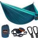 Camping Hammock, Super Lightweight Portable Parachute Hammock with Two Tree Straps Single or Double Nylon Travel Tree Hammocks for Camping Backpacking Hiking (Blue&dark Blue)
