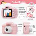 iMisH Upgrade 48M Kids Camera for Girls Boys Age 3-9, 1000mAh Large Battery with 1080p Video Camera for Kids - Shockproof Silicon Case and 32GB TF Card, Toddler Camera for Selfie (Pink)