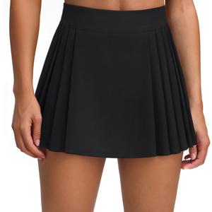 LASLULU Womens Tennis Skirt Pleated Athletic Workout Clothes Outfits Running Pickleball Golf Skorts Skirts with Shorts (Black, Small)