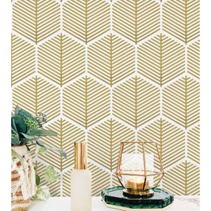 2 x Modern Peel and Stick Wallpaper Boho Gold Contact Paper for Cabinets and Drawers Geometric Bathroom Self Adhesive Removable Wallpaper for Bedroom Gold Decorative Contact Paper 197inL17.3inW