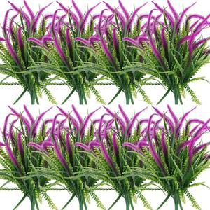 12 Pcs Artificial Flowers for Outdoor Plants Faux Plastic Plant Fake Flower UV Resistant Plants (Purple)