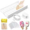 3 Inch Cakesicle Cutter, Cake Pop Mold with 8.7in Tray, Cakesicle Mold with 100 Wooden Sticks & 100 Packaging Bags with Ties Cake Pop Cutter Baking Cutter Molds Set for Home, Birthday, Parties