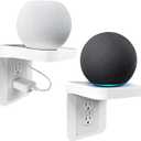 White Wall Outlet Shelf with Cord Storage - Standard Vertical Duplex Organizer for Bathroom Decor, Smart Home, Power Tools, Toothbrush (2 Pack)