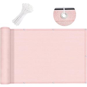LOVE STORY 3'x10' Pink Balcony Screen Privacy Fence Cover -Mesh Privacy Screen UV Protection Weather-Resistant, 3 FT Height Shield for Deck, Patio, Backyard, Outdoor Pool, Porch, Railing, Pink