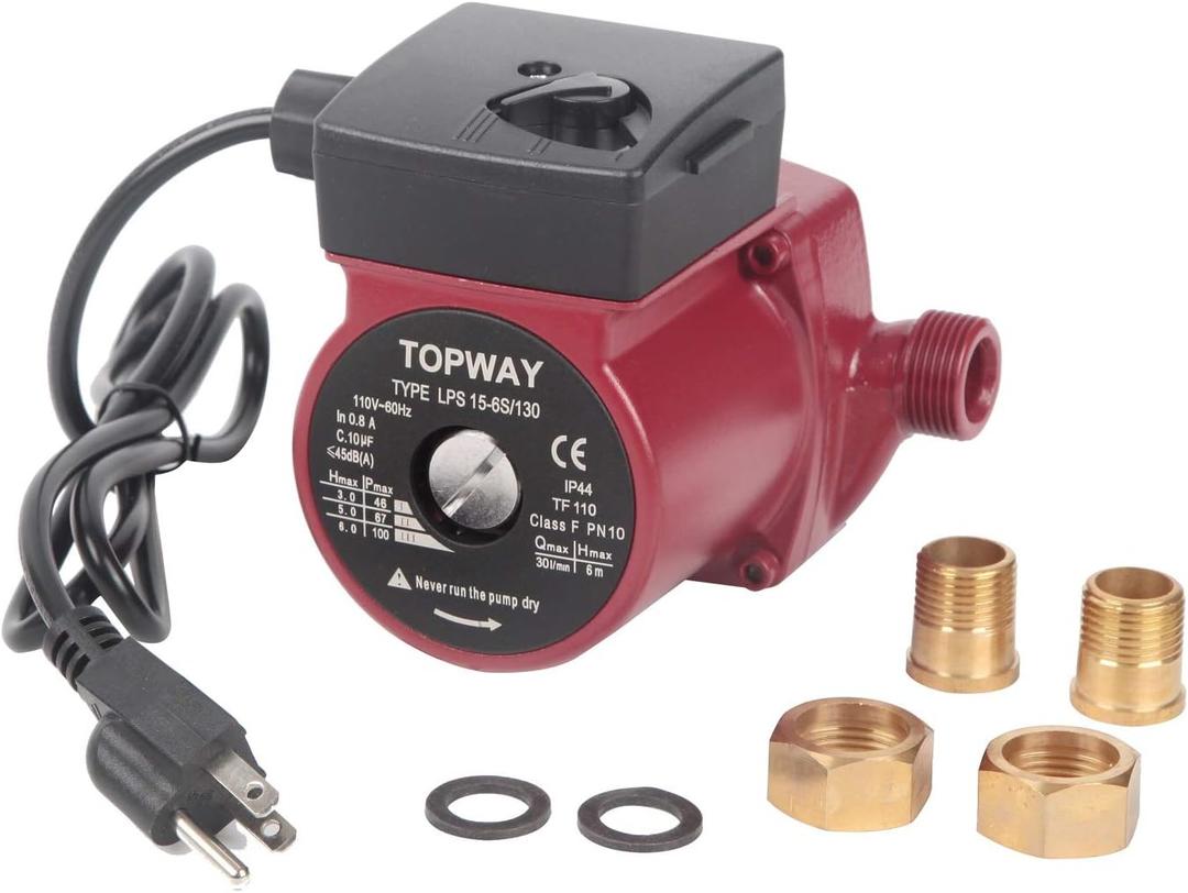 TOPWAY 3/4" NPT 110V Hot Water 3-Speed Circulation Recirculating Pump Circulator Pump for Water Heater System