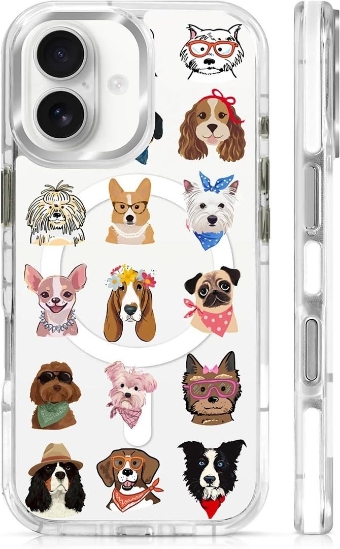 for iPhone 17 Case, Clear with Cute Pet Dog Pattern Compatible with Magsafe Soft Protective Case for Women Girl (White)