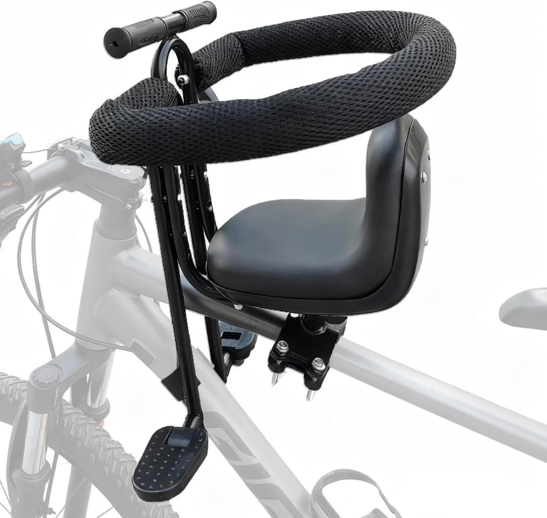Front Mount Kids Bike Seat for Adult Bike - Baby & Toddler Bicycle Seat with Adjustable Footrests, for Children 1-5 Years, Easy-Install Child Carrier for Commuting & Family Rides