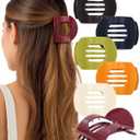 AWAYTR 6Pcs Flat Hair Clips for Women Strong Grip Curved Claw Clip for Thin Hair Non-slip Plastic Hair Barrettes (Navy Blue + Burgundy + Black + Orange + Beige + Army Green)