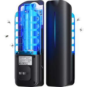 Flying Insect Trap Plug in Mosquito Bug Zapper Indoor Gnat Moth Catcher with 9W Night UV Light, 10 Sticky Glue Board Refills for Home Office (Black)