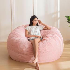MAXYOYO Bean Bag Chair for Adults, Large 5 ft Bean Bag Chair with Foam Filling, Ultra Soft Fur Lazy Sofa for Living Room Bedroom, Machine Washable Cover (Pink)