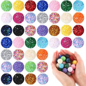 40 Pcs 20 mm Rhinestone Beads Bulk Crystal Round Disco Ball Chunky Bubblegum Beads for Pens Bracelets Charms Craft European Style Jewelry Making Supplies Christmas(Glitter)