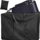 Large Outside Folding Chair Storage Bag with Zipper Handles and adjustable straps, 600D Folding Chair Carry Bag for Zero Gravity Chair Cover, Portable Folding Lounge Chair Carrying Bags (Black) (Black - 1 Pack)