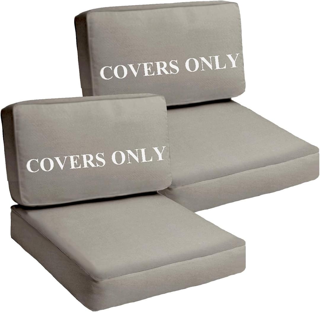 Deep Seating Patio Cushion Set Covers Replacement, Durable Outdoor Cushions Cover, 4Pcs Patio Furniture Cushions Slipcovers with Zipper, 28x28x6, 28x13x6, Grey
